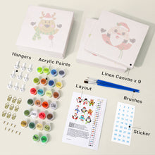 Cargar imagen en el visor de la galería, Mini Pintar por números 15x15cm (9 piezas) - Personajes Lindos de Navidad
