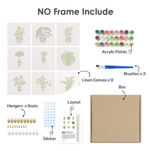 Cargar imagen en el visor de la galería, Mini Pintar por números 15x15cm (9 piezas) - Arte Vegetal Moderno