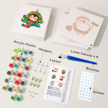 Cargar imagen en el visor de la galería, Mini Pintar por números 15x15cm (6 piezas) - Pingüino de Invierno de Navidad