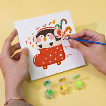 Cargar imagen en el visor de la galería, Mini Pintar por números 15x15cm (6 piezas) - Pingüino de Invierno de Navidad