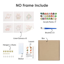 Cargar imagen en el visor de la galería, Mini Pintar por números 15x15cm (6 piezas) - Pingüino de Invierno de Navidad