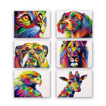 Cargar imagen en el visor de la galería, Mini Pintar por números 15x20cm (6 piezas) - Animales Abstractos Coloridos