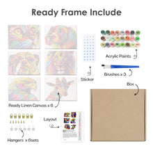 Cargar imagen en el visor de la galería, Mini Pintar por números 15x20cm (6 piezas) - Animales Abstractos Coloridos