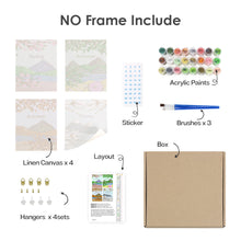 Cargar imagen en el visor de la galería, Mini Pintar por números 15x20cm (4 piezas) - Kit Artístico Primavera Verano Otoño Invierno