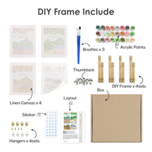 Cargar imagen en el visor de la galería, Mini Pintar por números 15x20cm (4 piezas) - Kit Artístico Primavera Verano Otoño Invierno