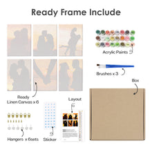 Cargar imagen en el visor de la galería, Mini Pintar por números 15x20cm (6 piezas) - Siluetas de Atardecer Romántico