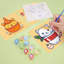Cargar imagen en el visor de la galería, Mini Pintar por números 15x15cm (6 piezas) - Gatos de Navidad en Tazas