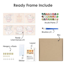 Cargar imagen en el visor de la galería, Mini Pintar por números 15x15cm (6 piezas) - Gatos de Navidad en Tazas