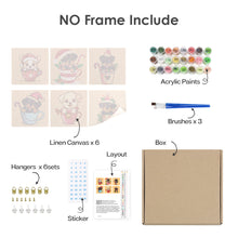 Cargar imagen en el visor de la galería, Mini Pintar por números 15x15cm (6 piezas) - Perros de Navidad en Tazas