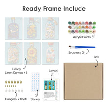 Cargar imagen en el visor de la galería, Mini Pintar por números 15x20cm (6 piezas) - Serie Botellas de Vidrio Mágicas