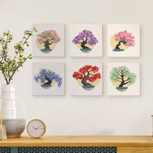 Cargar imagen en el visor de la galería, Mini Pintar por números 15x15cm (6 piezas) - Bonsái Estacional