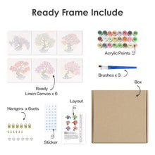 Cargar imagen en el visor de la galería, Mini Pintar por números 15x15cm (6 piezas) - Bonsái Estacional