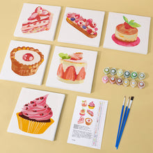 Cargar imagen en el visor de la galería, Mini Pintar por números 15x15cm (6 piezas) - Serie Postres Dulces 1