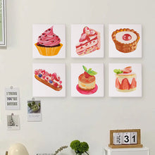 Cargar imagen en el visor de la galería, Mini Pintar por números 15x15cm (6 piezas) - Serie Postres Dulces 1