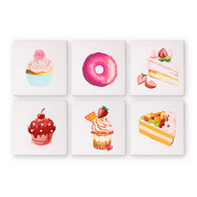 Cargar imagen en el visor de la galería, Mini Pintar por números 15x15cm (6 piezas) - Serie Postres Dulces 2