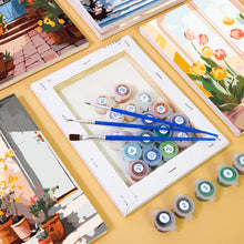 Cargar imagen en el visor de la galería, Mini Pintar por números 15x20cm (6 piezas) - Arquitectura Europea y Flores