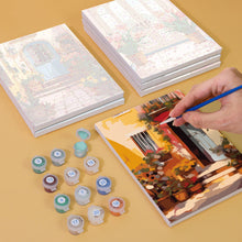 Cargar imagen en el visor de la galería, Mini Pintar por números 15x20cm (6 piezas) - Arquitectura Europea y Flores