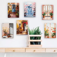 Cargar imagen en el visor de la galería, Mini Pintar por números 15x20cm (6 piezas) - Arquitectura Europea y Flores