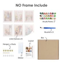 Cargar imagen en el visor de la galería, Mini Pintar por números 15x20cm (6 piezas) - Arquitectura Europea y Flores