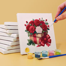 Cargar imagen en el visor de la galería, Mini Pintar por números 15x15cm (6 piezas) - Serie Rosa Roja San Valentín 2
