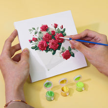 Cargar imagen en el visor de la galería, Mini Pintar por números 15x15cm (6 piezas) - Serie Rosa Roja San Valentín 2