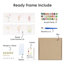 Cargar imagen en el visor de la galería, Mini Pintar por números 15x15cm (6 piezas) - Serie Arte Mural de Cócteles