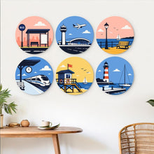 Cargar imagen en el visor de la galería, Mini Serie Pintar por Números - discos de Ø20cm (6 piezas) - Lugares para explorar