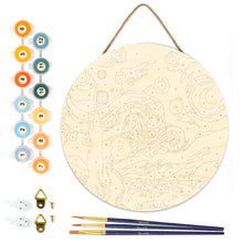 Cargar imagen en el visor de la galería, Pintar por Números en Disco de Madera - Noche estrellada