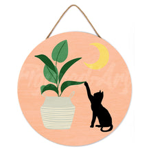 Cargar imagen en el visor de la galería, Pintar por Números en Disco de Madera - Gatito y planta con luna