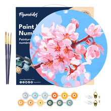 Cargar imagen en el visor de la galería, Pintar por Números en Disco de Madera - Flor de cerezo