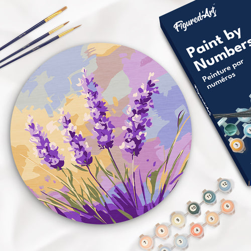 Pintar por Números en Disco de Madera - Lavanda