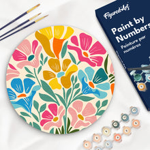 Cargar imagen en el visor de la galería, Pintar por Números en Disco de Madera - Patrón floral colorido