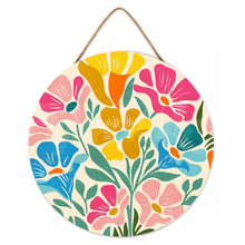 Cargar imagen en el visor de la galería, Pintar por Números en Disco de Madera - Patrón floral colorido