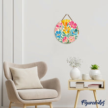 Cargar imagen en el visor de la galería, Pintar por Números en Disco de Madera - Patrón floral colorido