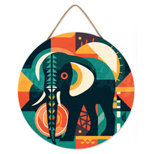 Cargar imagen en el visor de la galería, Pintar por Números en Disco de Madera - Elefante Art-Deco Abstracto