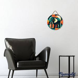 Pintar por Números en Disco de Madera - Elefante Art-Deco Abstracto