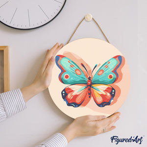 Pintar por Números en Disco de Madera - Mariposa