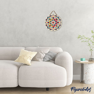 Pintar por Números en Disco de Madera - Mandala floral