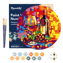 Cargar imagen en el visor de la galería, Pintar por Números en Disco de Madera - Vino y uvas