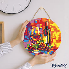 Cargar imagen en el visor de la galería, Pintar por Números en Disco de Madera - Vino y uvas