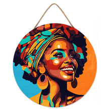 Cargar imagen en el visor de la galería, Pintar por Números en Disco de Madera - Reina Africana Pop Art