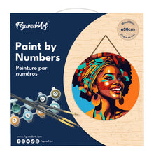 Cargar imagen en el visor de la galería, Pintar por Números en Disco de Madera - Reina Africana Pop Art