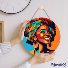 Cargar imagen en el visor de la galería, Pintar por Números en Disco de Madera - Reina Africana Pop Art