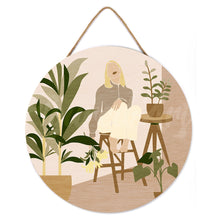 Cargar imagen en el visor de la galería, Pintar por Números en Disco de Madera - Mujer y ramo de flores