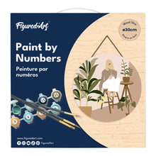 Cargar imagen en el visor de la galería, Pintar por Números en Disco de Madera - Mujer y ramo de flores