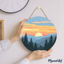 Cargar imagen en el visor de la galería, Pintar por Números en Disco de Madera - Bosque de pinos