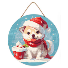 Cargar imagen en el visor de la galería, Pintar por Números en Disco de Madera - Perrito navideño