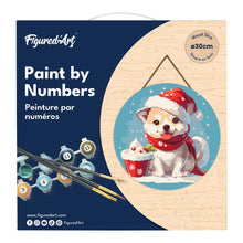 Cargar imagen en el visor de la galería, Pintar por Números en Disco de Madera - Perrito navideño