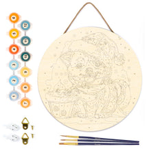 Cargar imagen en el visor de la galería, Pintar por Números en Disco de Madera - Perrito navideño