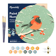 Cargar imagen en el visor de la galería, Pintar por Números en Disco de Madera - Pájaro rojo de invierno